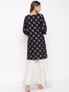 whl Rayon Gold Print Kurti And Gharara Set