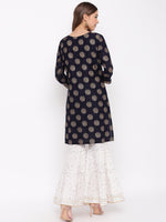 whl Rayon Gold Print Kurti And Gharara Set