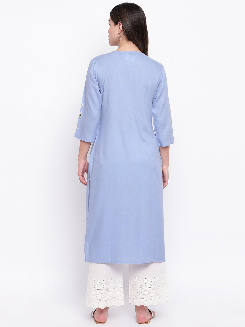 whl Purple Rayon Mirror-Embroidered Kurta