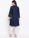 whl Navy Blue Rayon Pakistani Kurta-Palazzo Set