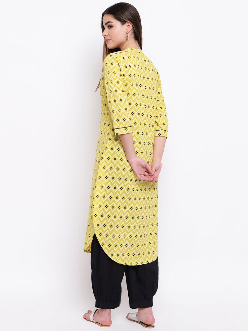 whl Yellow Pathani Kurta & Salwar Set