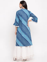 whl Blue Bandhani Kurta-Skirt Set