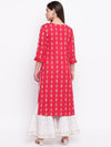 whl Red Printed Kurta And Gharara Set