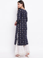 whl Blue Printed Kurta And Gharara Set