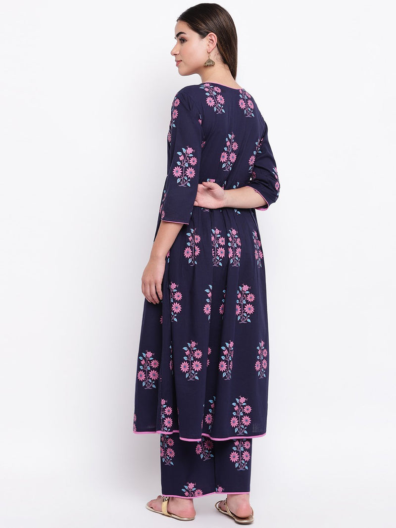 whl Cotton Block Print Kurta & Palazzo Set
