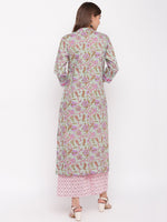 whl Green Floral Printed Kurta-Palazzo Set