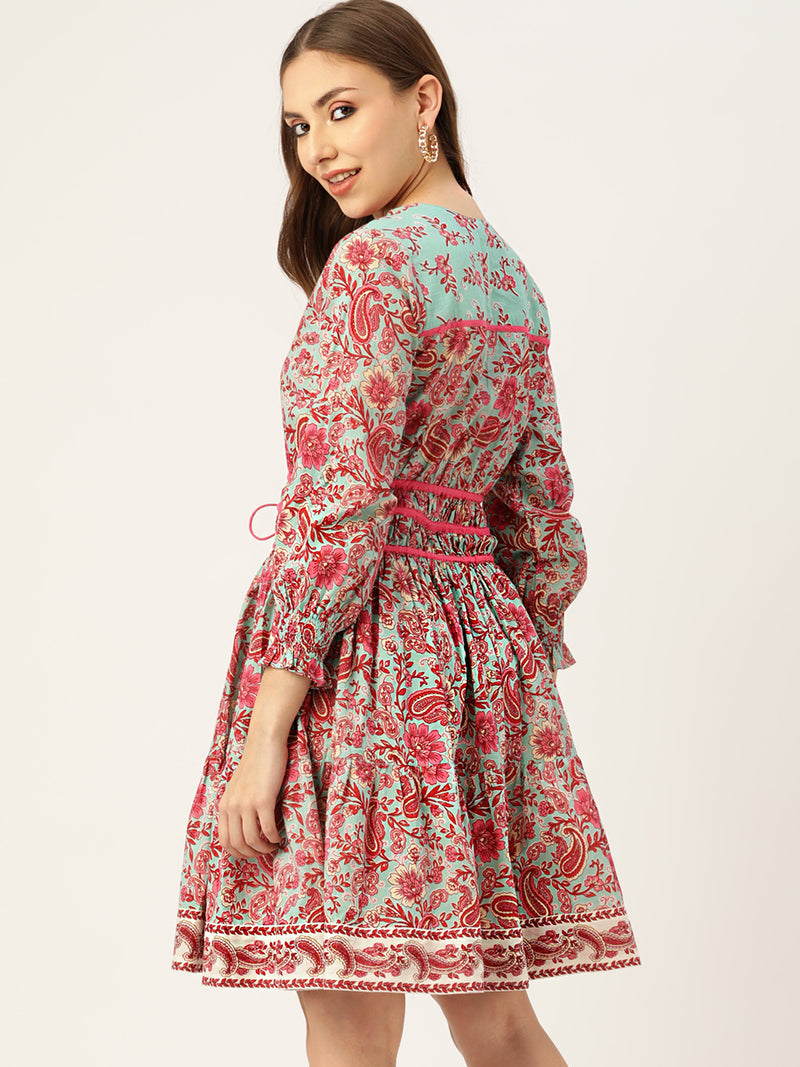 Blue Paisley Printed Dress