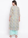 whl Green Printed Inner-Jacket Attached & Palazzo Set