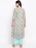 whl Green Printed Inner-Jacket Attached & Palazzo Set