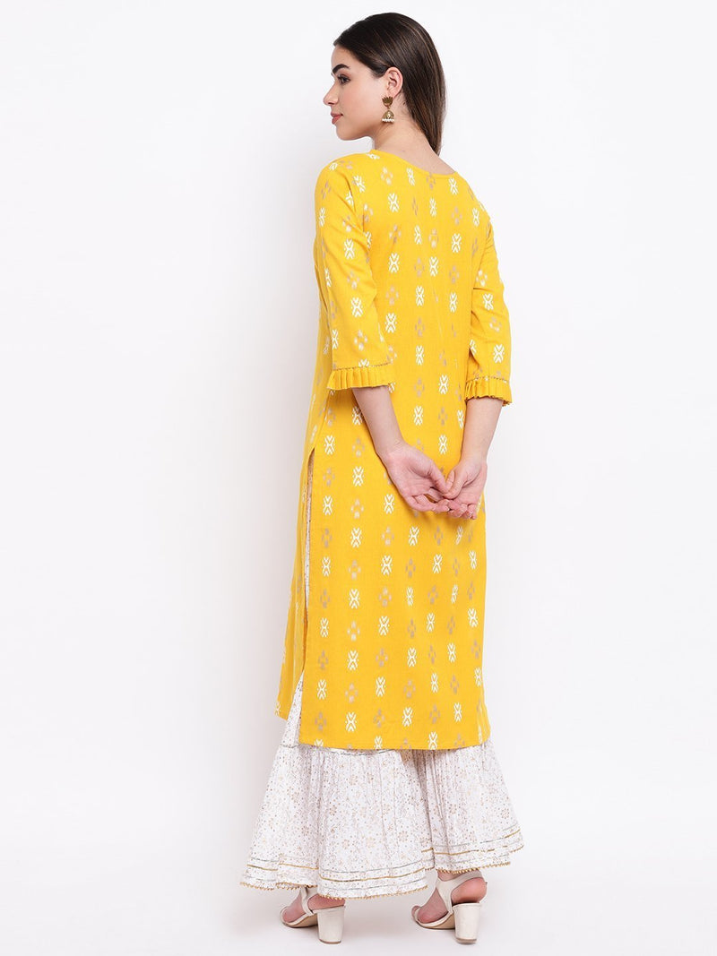 whl Yellow Printed Kurta And Gharara Set
