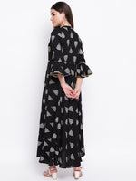 whl Black Rayon Printed Maxi Dress
