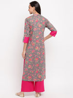 whl Grey Choker Neck Kurta-Palazzo Set