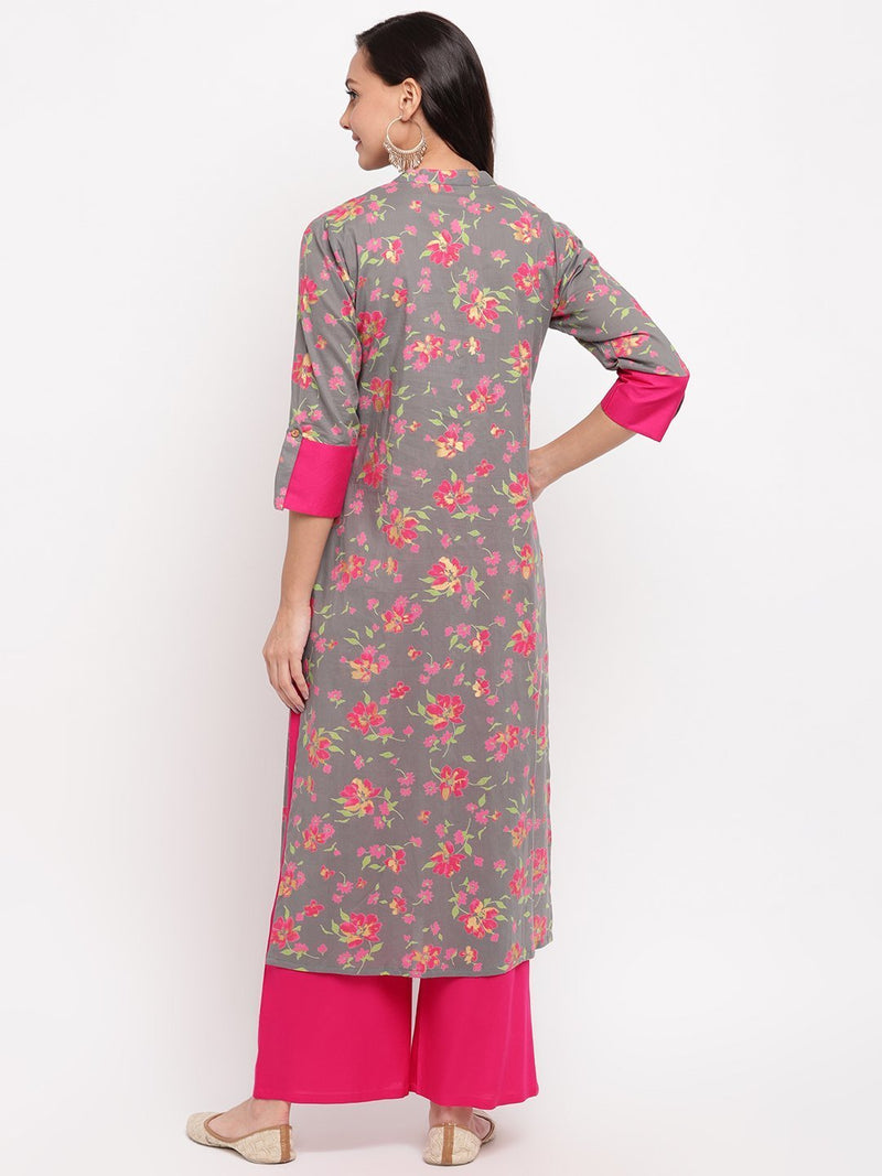 whl Grey Choker Neck Kurta-Palazzo Set