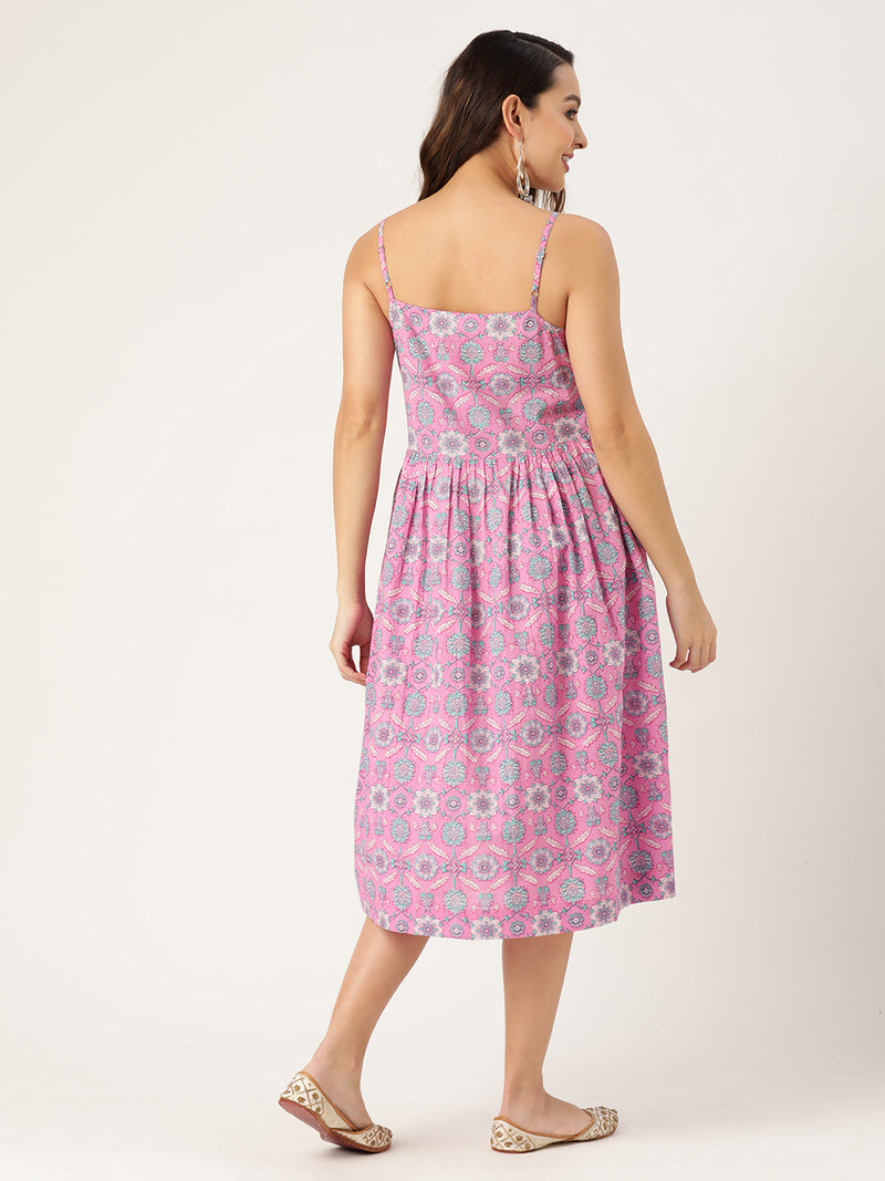 Pink Printed Cami Dress