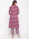 Wine Paisley Printed Kurta-Pants Set