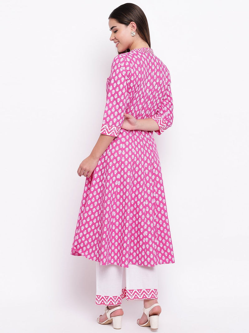 whl Pink Kalidar Kurta & Palazzo Set