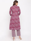 whl Wine Paisley Printed Kurta-Pants Set