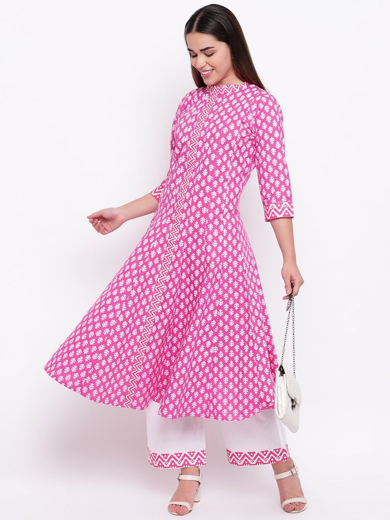whl Pink Kalidar Kurta & Palazzo Set