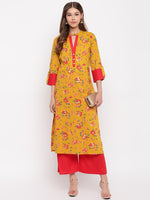 whl Mustard Choker Neck Kurta-Palazzo Set