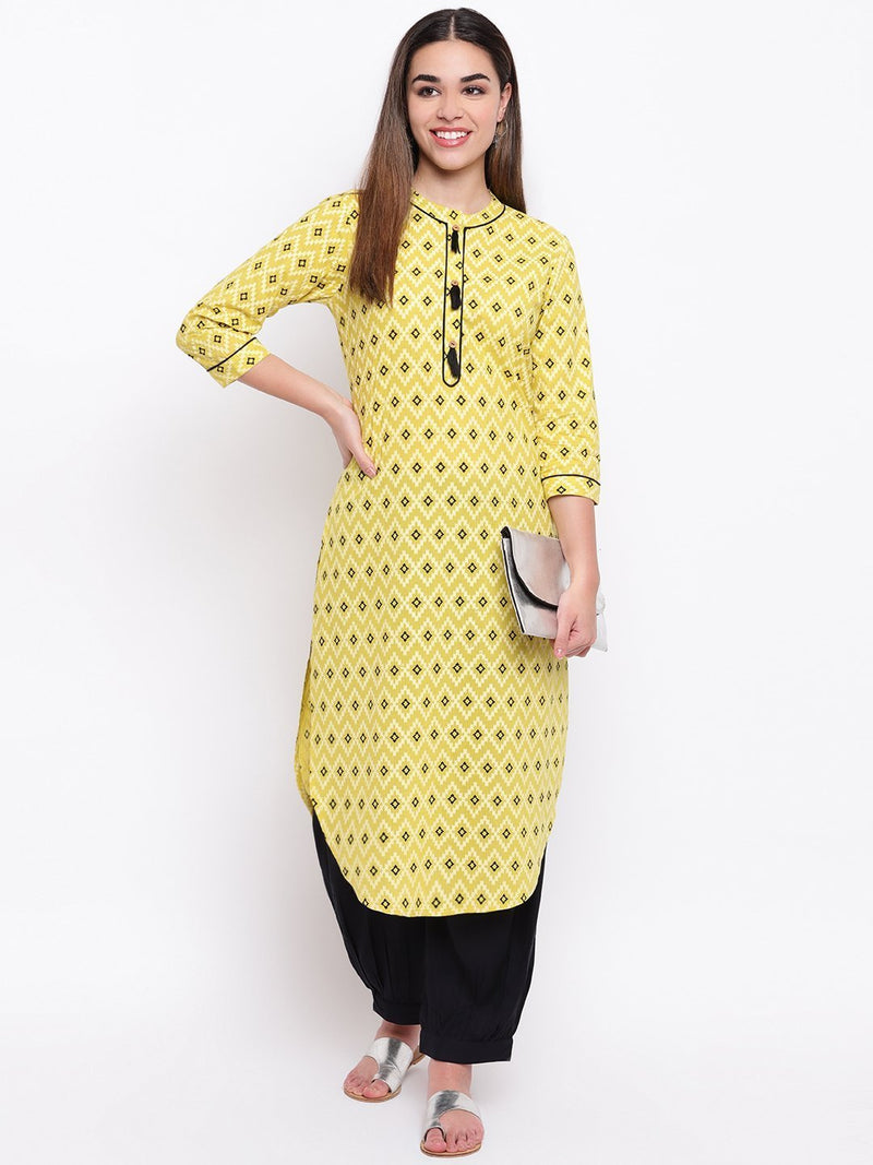 whl Yellow Pathani Kurta & Salwar Set