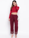 Maroon Mirror Lace Palazzo