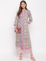 whl Green Floral Printed Kurta-Palazzo Set