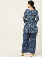 Indigo Printed Co-ord Set with Pockets