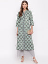 whl Green Printed Cotton Kurti