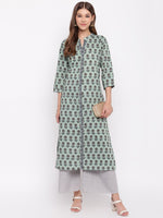 whl Green Printed Cotton Kurti