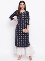 whl Blue Printed Kurta And Gharara Set