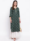 whl Green Printed Kurta And Gharara Set