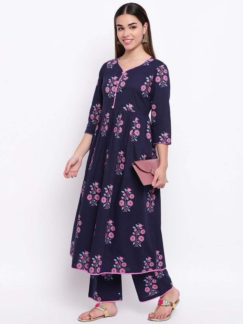 whl Cotton Block Print Kurta & Palazzo Set