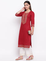 whl Maroon Rayon Gota Lace Kurta & Palazzo Set