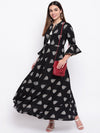 whl Black Rayon Printed Maxi Dress