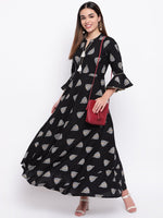 whl Black Rayon Printed Maxi Dress