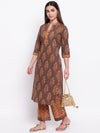 whl Grey Printed Cotton Kurta-Palazzo Set