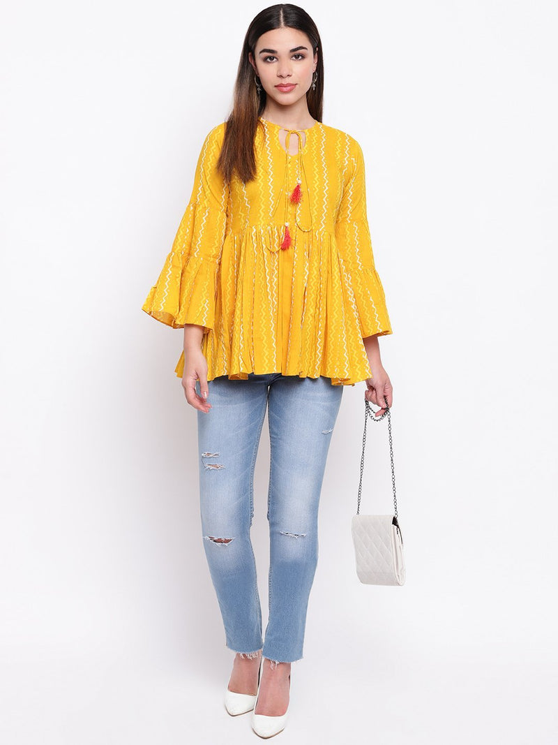 Yellow Bell Sleeves Top/Sunshine Yellow Top