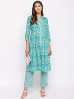 whl Green Paisley Printed Kurta-Pants Set
