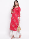 whl Red Printed Kurta And Gharara Set