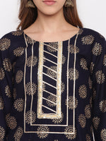whl Rayon Gold Print Kurti And Gharara Set