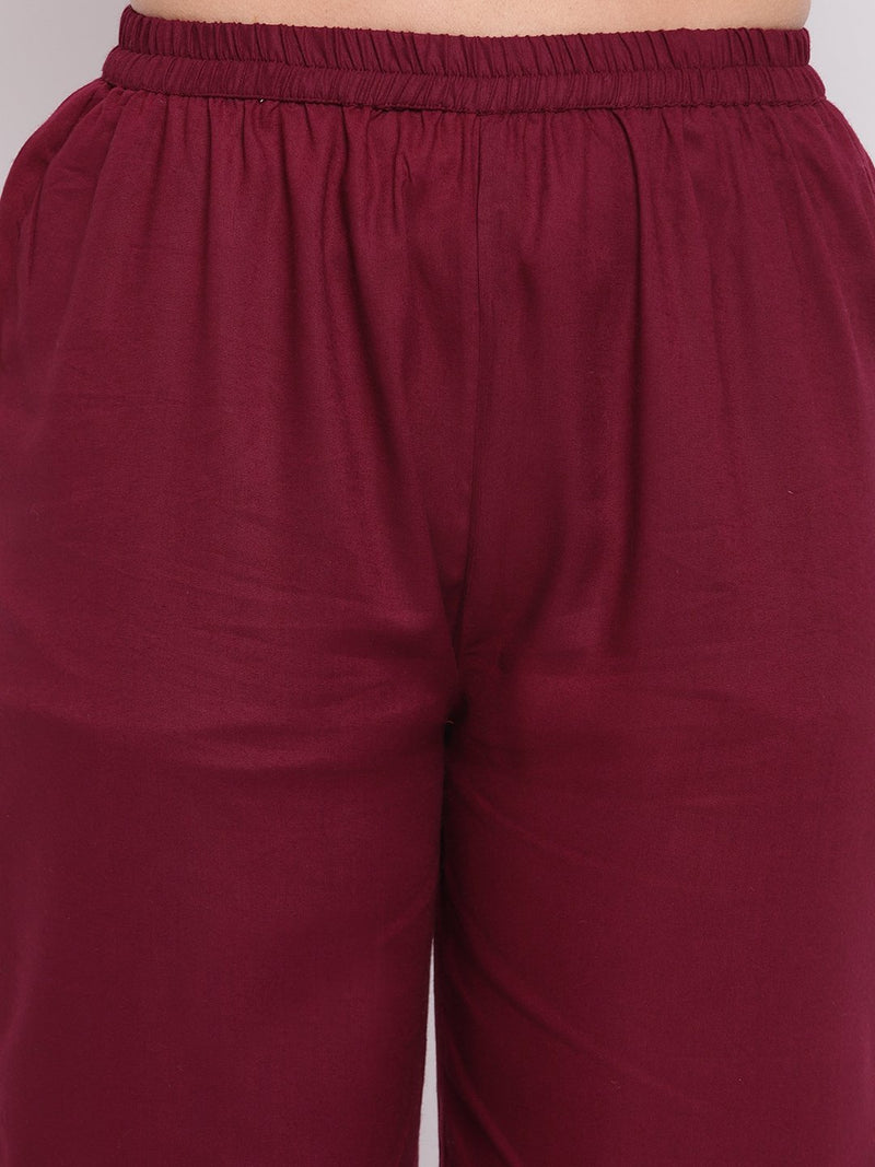 whl Maroon Mirror Lace Palazzo