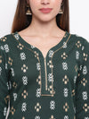 whl Green Printed Kurta And Gharara Set