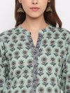 whl Green Printed Cotton Kurti