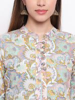 whl Green Printed Inner-Jacket Attached & Palazzo Set