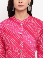 whl Pink Bandhani Kurta-Skirt Set