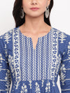 Jharokha Indigo printed Anarkali Kurta and Pants Set