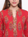 whl Red Printed Cotton Kurta-Palazzo Set