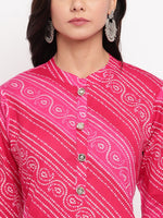 Pink Bandhani Kurta-Skirt Set