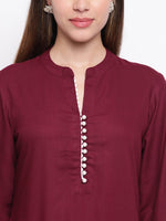 whl Maroon Rayon Pakistani Kurta-Palazzo Set