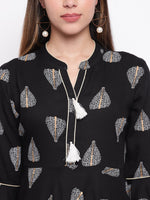 whl Black Rayon Printed Maxi Dress
